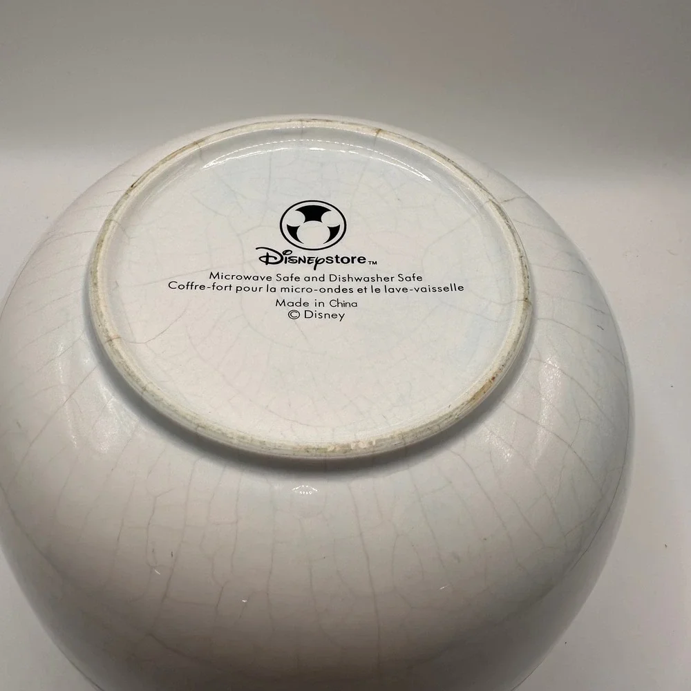 RARE! Disney Store Mickey Mouse Ceramic Mixing Bowl White Black Silhouette Large